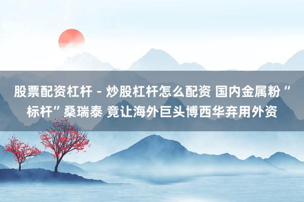股票配资杠杆 - 炒股杠杆怎么配资 国内金属粉“标杆”桑瑞泰 竟让海外巨头博西华弃用外资