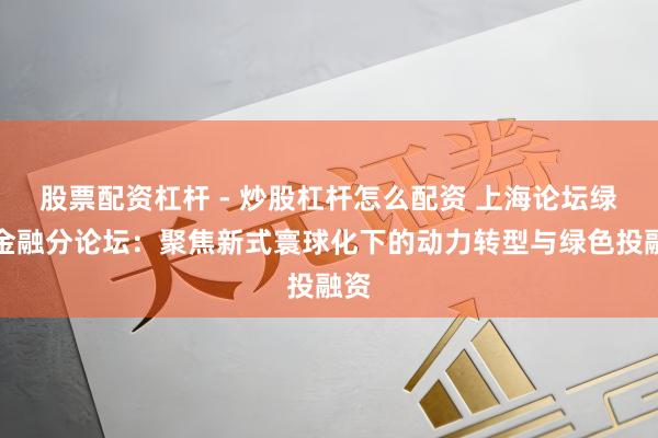 股票配资杠杆 - 炒股杠杆怎么配资 上海论坛绿色金融分论坛：聚焦新式寰球化下的动力转型与绿色投融资