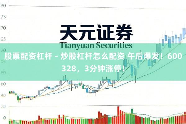 股票配资杠杆 - 炒股杠杆怎么配资 午后爆发!600328,3分钟涨停!