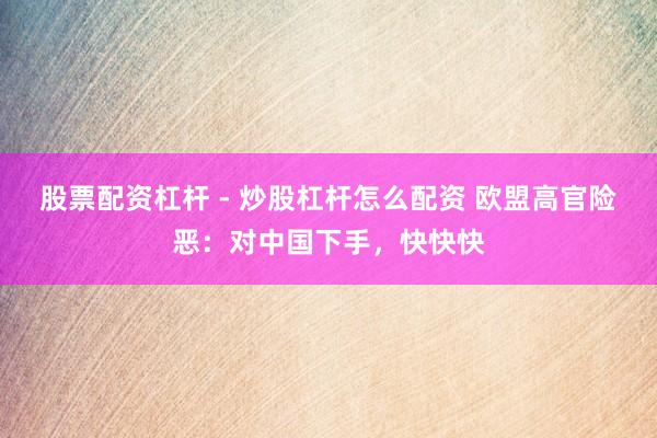 股票配资杠杆 - 炒股杠杆怎么配资 欧盟高官险恶：对中国下手，快快快