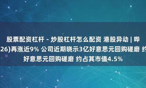 股票配资杠杆 - 炒股杠杆怎么配资 港股异动 | 哔哩哔哩-W(09626)再涨近9% 公司近期晓示3亿好意思元回购磋磨 约占其市值4.5%